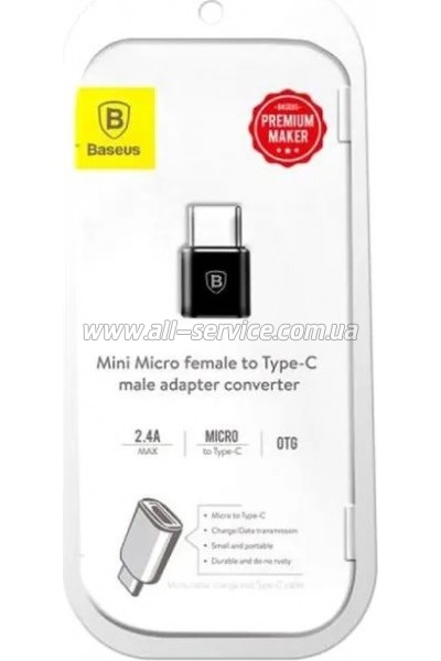 ������� Micro USB F To USB-C M Black Baseus (CAMOTG-01)