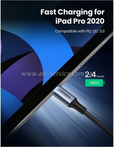 ���� ������ USB-C to USB-C 3.0m 5A 100W US316 Black Ugreen (90120)