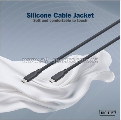 ���� ������ USB-C to USB-C 1.0m USB 4.0 Gen3 40G 240W 8K silicone black Digitus (AK-300344-010-S)