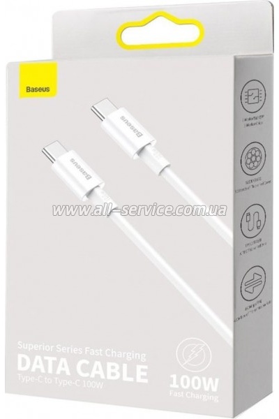 ���� ������ USB-C to USB-C 2.0m 100W white Baseus (CATYS-C02)
