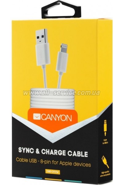 ���� ������ USB 2.0 AM to Lightning 1.0m White Canyon (CNE-CFI1W)