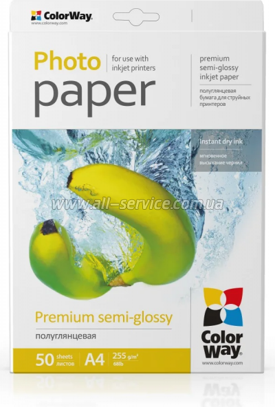 ���������� ColorWay semi-glossy 255�/� A4 50� (PNG255050A4)