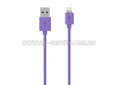 Кабель USB 2.0 Belkin LIGHTNING charge/sync cable 1.2m, Purple/фиолетовый (F8J023bt04-PUR) Кабель USB 2.0 Belkin LIGHTNING charge/sync cable 1.2m, Purple/фиолетовый (F8J023bt04-PUR)