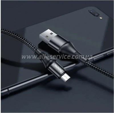 ���� ������ USB 2.0 AM to Micro 5P 1.0m 2.4A nylon X50 black HOCO (6931474734211)