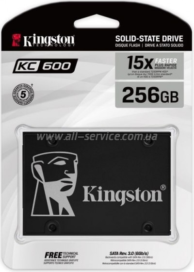 SSD  256GB Kingston KC600 2.5" SATAIII 3D TLC (SKC600/256G)