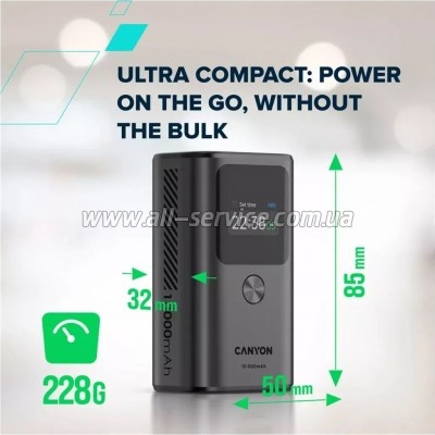 ������� ������������� Canyon 10000mAh OnPower 130 TFT PD/ 30W Dark Grey (CNS-CPB130DG)