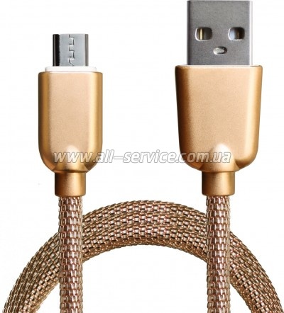 ���� ������ USB 2.0 AM to Micro 5P 1.0m 1.5A, Gold Grand-X (MM02G)