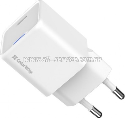 �������� ������� ColorWay GaN Mini 25W PD Port PPS USB-C white (CW-CHS052PD-WT)