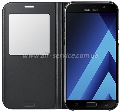  SAMSUNG A720 - S View Standing Cover Black (EF-CA720PBEGRU)