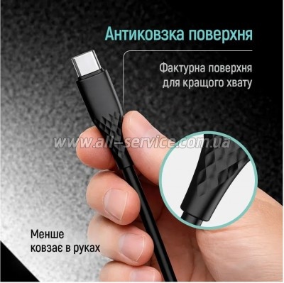 ���� ������ USB-C to USB-C 1.0m 3A 60W textured PVC black ColorWay (CW-CBPDCC094-BK)