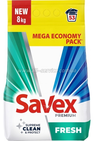 Стиральный порошок Savex Premium Fresh 8 кг (3800024047978) Стиральный порошок Savex Premium Fresh 8 кг (3800024047978)