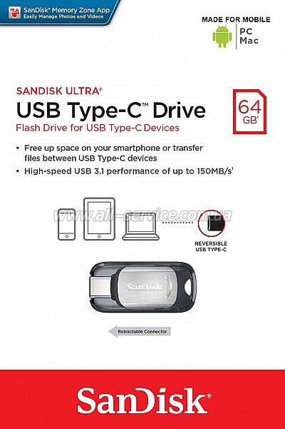  SanDisk 64GB USB 3.0 Type-C Ultra (SDCZ450-064G-G46)