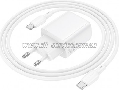 �������� ������� BOROFONE BN26 Fuente USB-C PD20W + cable USB-C to USB-C White (6941991120251)