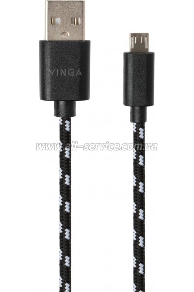���� ������ USB 2.0 AM to Micro 5P 2color nylon 1m black Vinga (VCPDCMBN31BK)