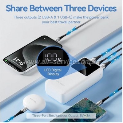 ������� ������������� Vention 30000mAh 22.5W  White (FHMW0)