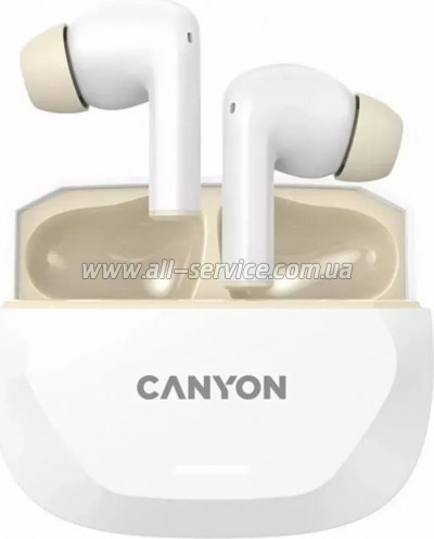 �������� Canyon Hexagon 7 TWS ANC+ENC Wireless Charge White/Beige (CNS-TWS7WB)