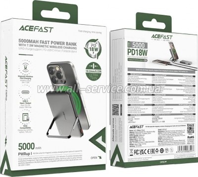 ������� ������������� Acefast Magnetic Wireless 5000mAh 18W PD Black (6974316283997)