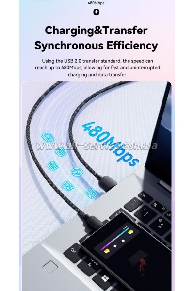 ���� ������ USB 2.0 AM to USB-C 3.0m 100W black Essager (EXC7A-WLC01-P)