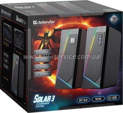   Defender Solar 3 Bluetooth Light USB Black (65103)