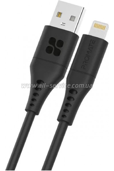 ���� ������ USB 2.0 AM to Lightning 2.0m black Promate (powerlink-ai200.black)