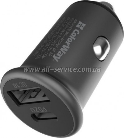   ColorWay 2USB Car QC3.0 Gray (CW-CHA029PD-GR)