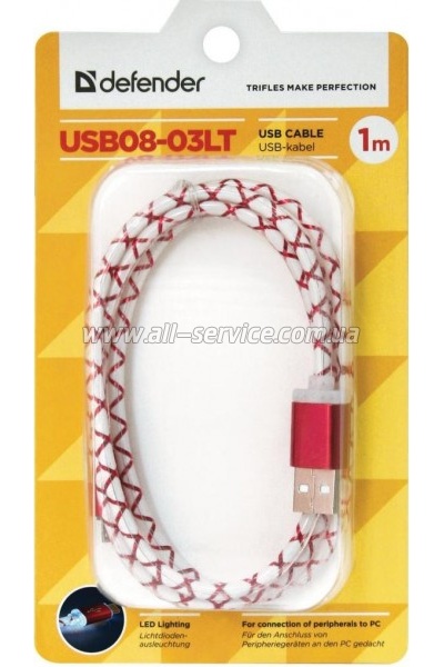 ���� ������ Defender USB 2.0 AM to Micro 5P 1.0m RedLED backlight (87556)