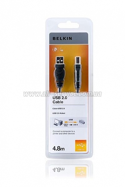  BELKIN USB 2.0 (AM/BM) 4.8, Black (F3U154bt4.8M)
