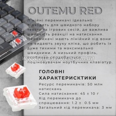  GamePro MK145R Red Swich Low Profile USB Dark Gray (MK145R)