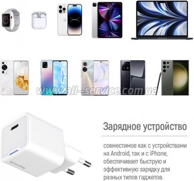 �������� ������� ColorWay GaN Mini 25W PD Port PPS USB-C white (CW-CHS052PD-WT)