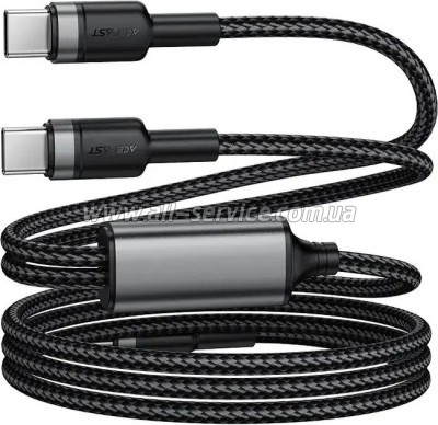 ���� ������ USB-C to 2xUSB-C 1.2m 100W nylon black Acefast (6974316285120)