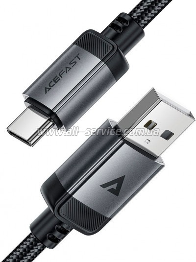 ���� ������ USB 2.0 AM to USB-C 1.2m 3.0A 18W aluminum alloy Black Acefast (6974316283782)