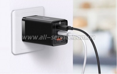�������� ���������� Baseus 2xUSB-C 65W 1.0m black (CCGP120201)
