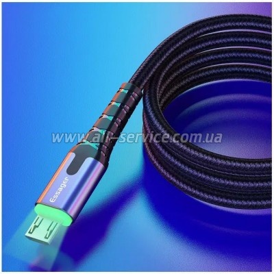 ���� ������ USB 2.0 AM to Micro 5P 2.0m 2.4A LED black Essager (EXCM-XGA0G)