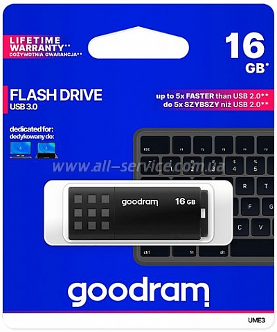  Goodram UME3 16GB USB 3.0 Black (UME3-0160K0R11)