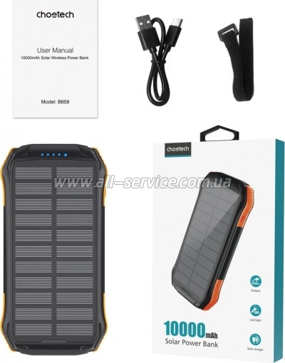 ������� ������������� Choetech 10000mAh solar Black/ Orange (B659-OR)