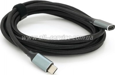 ���� ������ USB-C M/F 3.0m USB 3.2 Gen2 100W 10Gbps 4K60Hz black Voltronic (YT-TC-TC-EXB-3m)