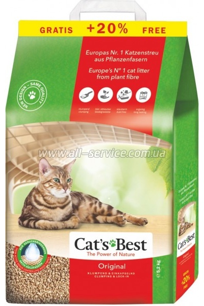Наполнитель для туалета Cats Best Original Древесный комковочный 5.2 кг (10+2 л) (4002973191163) Наполнитель для туалета Cats Best Original Древесный комковочный 5.2 кг (10+2 л) (4002973191163)