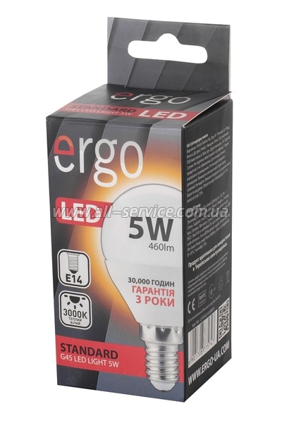  ERGO Standard G45 E14 5W 220V 3000K (LSTG45E145AWFN)