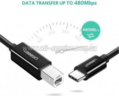 ������ ��� �������� USB-C 2.0 to BM 2.0m US241 black Ugreen (50446)