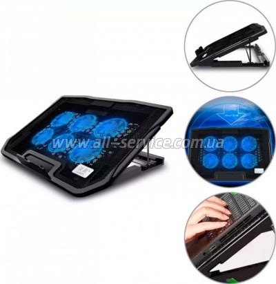    IceCoorel 10-17", 6*70mm 1800 RPM, 2*USB, + LCD, 365*297*30mm, Black (K8)