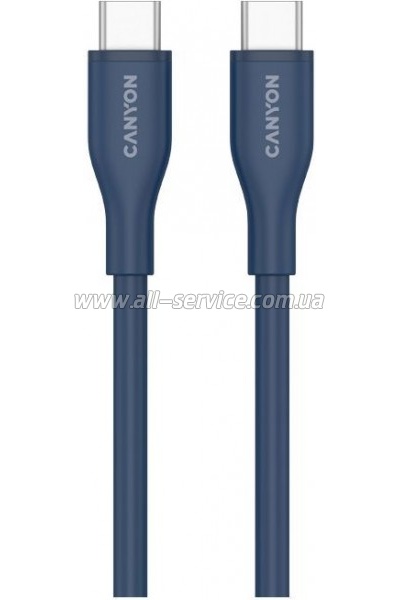 ���� ������ USB-C to USB-C 1.0m CC60SC10 60W Silicon Dark blue Canyon (CNS-CC60SC10DB)
