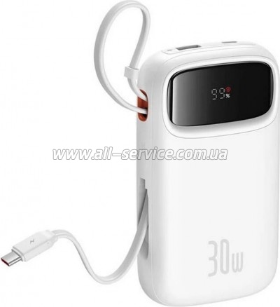   Baseus QPow2 20000mAh 30W, with 2*Type-C Cable, White (P10055009213-00)
