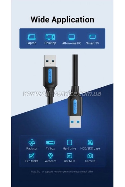 ���� ������ USB 3.0 AM/AM 1.5m PVC black Vention (CONBG)