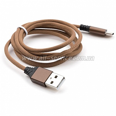   USB 2.0 AM to Type-C nylon 1m brown Vinga (VCPDCTCNB21BR)