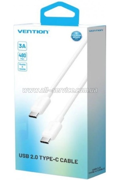 ���� ������ USB-C to USB-C 1.0m 60W white Vention (TRCWF)