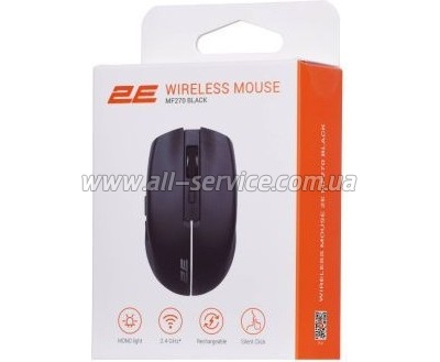  2E MF270 Silent Rechargeable Wireless Black (2E-MF270WBK.)