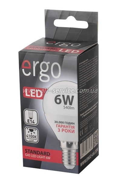  ERGO Standard G45 E14 6W 220V 4100K (LSTG45E146ANFN)