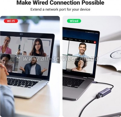 ������� USB-C to RJ45 Ethernet 1000Mbps CM199 Ugreen (50737)