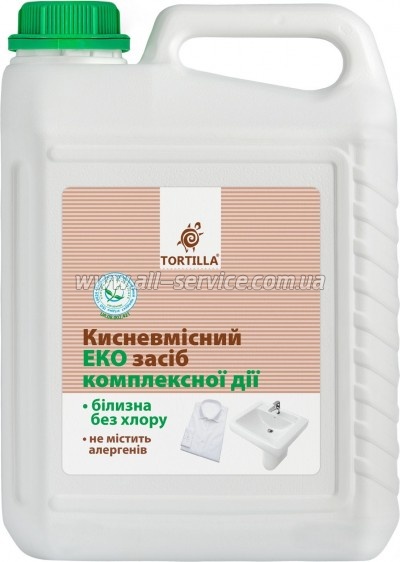 Отбеливатель Tortilla Кислородсодержащее Эко средство комплексного действия Белизна без хлора 5 л (4823015913310) Отбеливатель Tortilla Кислородсодержащее Эко средство комплексного действия Белизна без хлора 5 л (4823015913310)