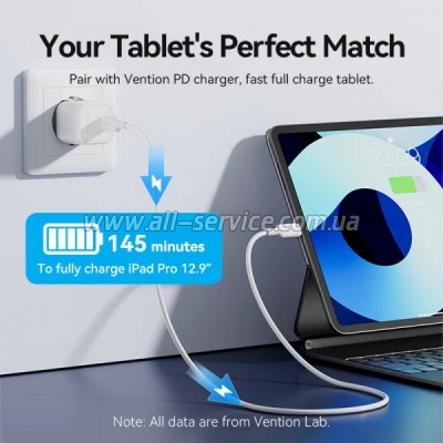 ���� ������ USB-C to Lightning 1.0m PD27W PVC blue Vention (LAKSF)